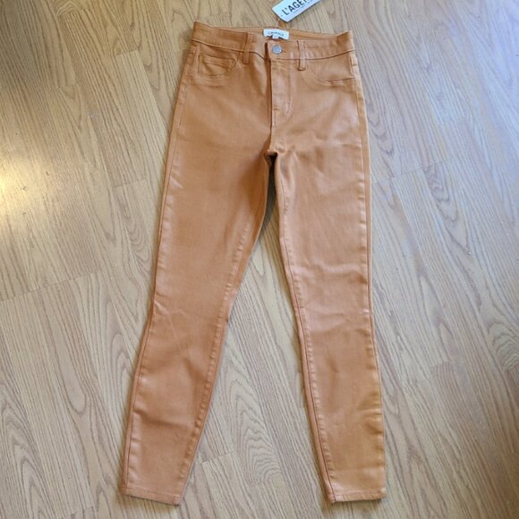 NEW NWT! L'AGENCE MARGOT COATED CROPPED SKINNY JEANS MID RISE STRETCH DENIM 25 - Picture 3 of 8
